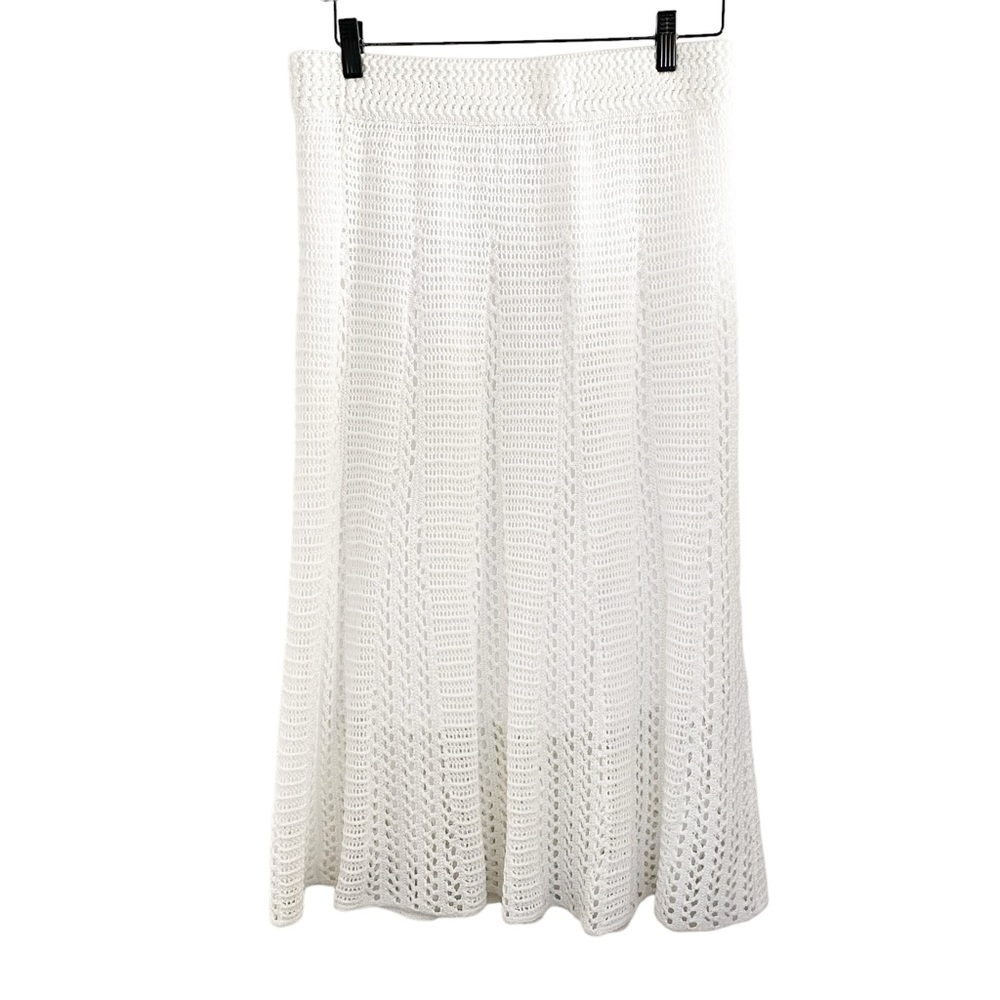 Vince Godet Crochet Skirt Knit Size S White NWT